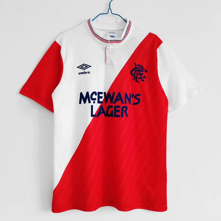 AAA Quality Rangers 87/88 Away White/Red Soccer Jersey